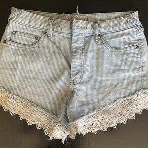 Free People Lace Trim Jean Shorts